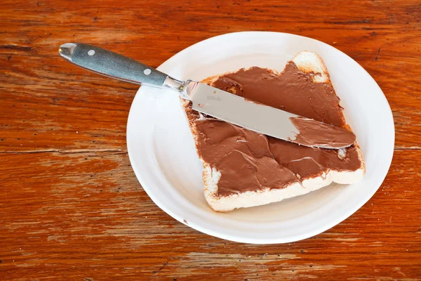 Sladký sendvič - toast s čokoládová pomazánka — Stock fotografie