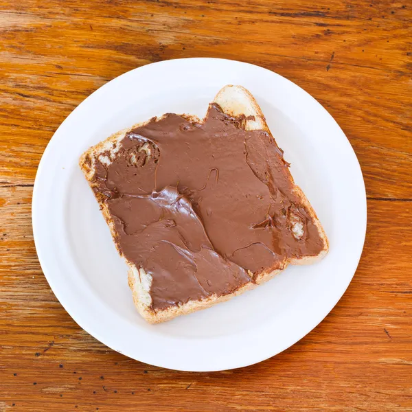Sladký sendvič - toast s čokoládová pomazánka — Stock fotografie