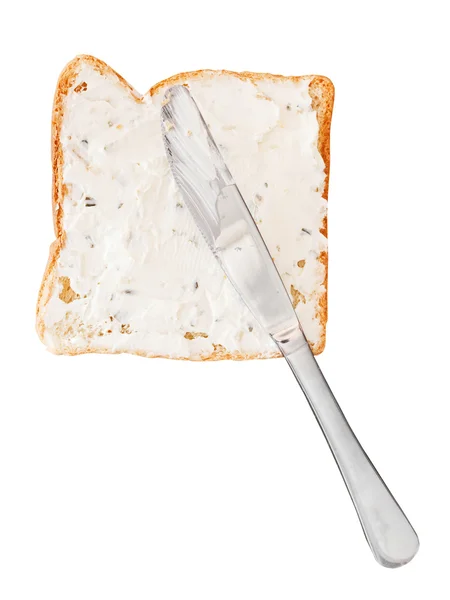 Sandwich da pane tostato e formaggio morbido con erbe — Foto Stock