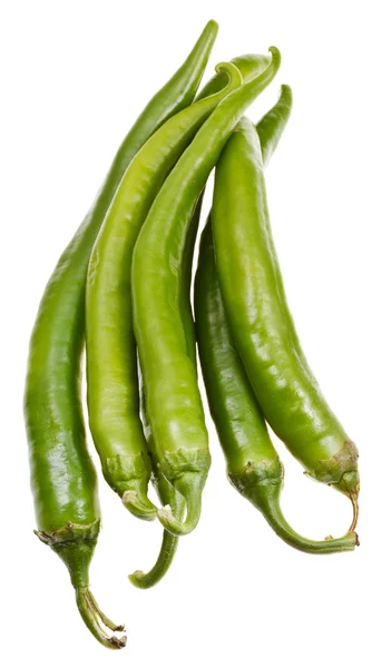 Several pods of green hot peppers — Stock Photo, Image