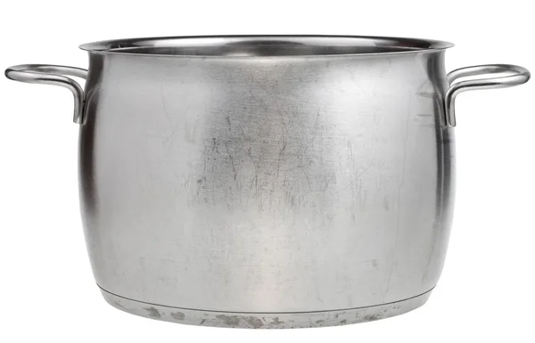 Side view of big stainless steel saucepan — Stock Photo, Image