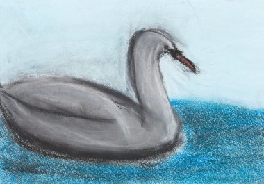 Çocuk çizim - gri Kuğu