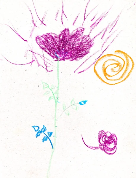 Children drawing - flower — Stock Photo, Image