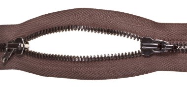 Metalik kahverengi ZIP fastener iki kaydırıcıları