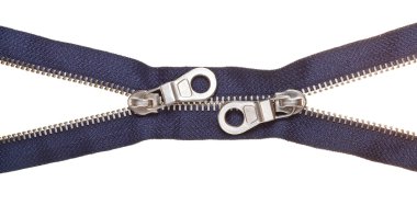 Metalik Mavi ZIP fastener iki kaydırıcıları