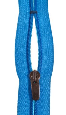 Mavi ZIP kapalı uçlu fastener yakın çekim