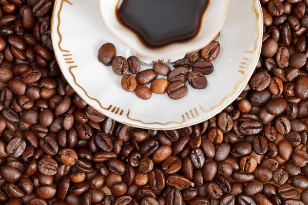 Taza de café y frijoles asados — Foto de Stock