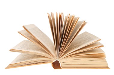 Beyaz arkaplanda izole edilmiş kitabı aç