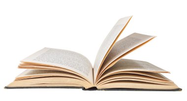 Beyaz arkaplanda izole edilmiş kitabı aç