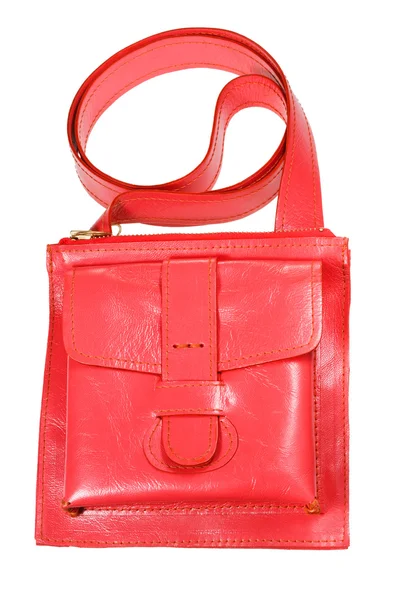 Litet rött läder handväska — Stockfoto