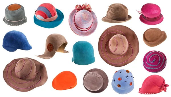 Collection of felt ladies hats — Stock Photo, Image