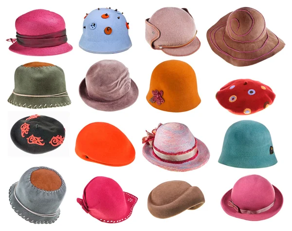 Set of felt ladies hats — Stock Photo, Image