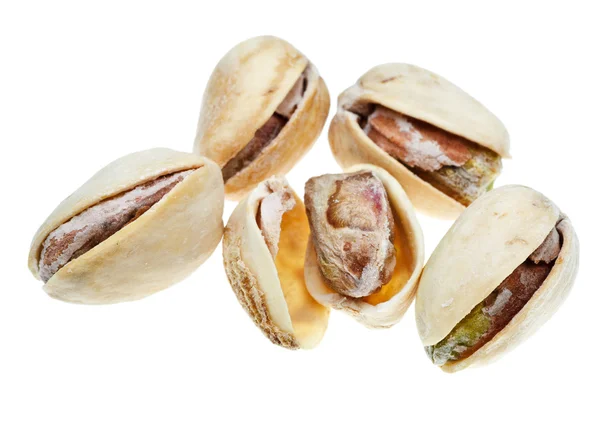Flera saltade pistagenötter närbild — Stockfoto