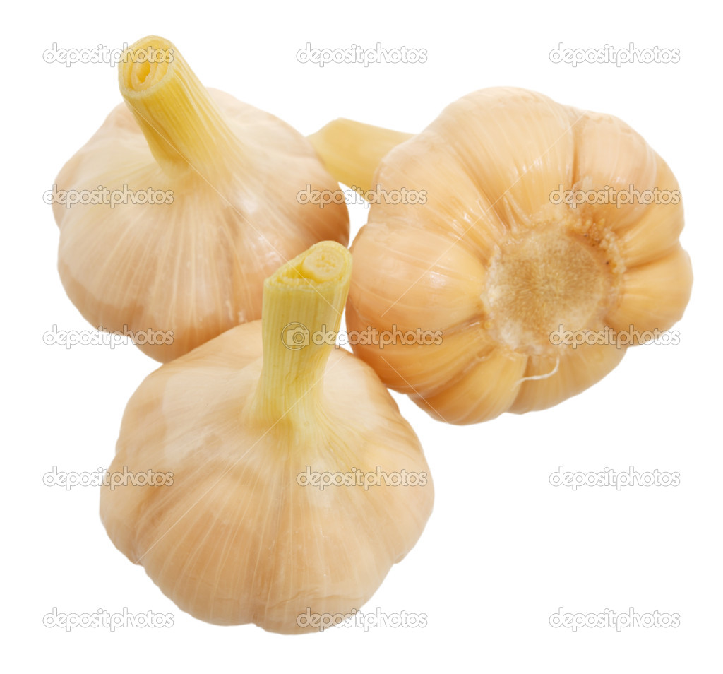 pickled garlic isolated on white