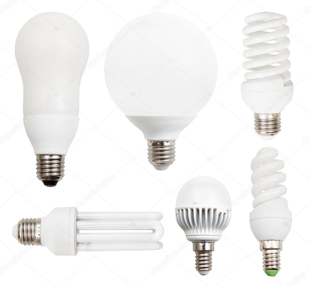 Energysaving compact fluorescent, LED light bulbs Stock Photo by ©vvoennyy 38625441