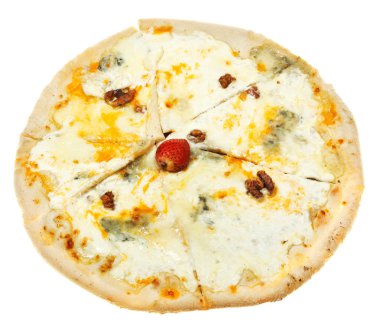İtalyan pizza quatro formaggi, üstten görünüm