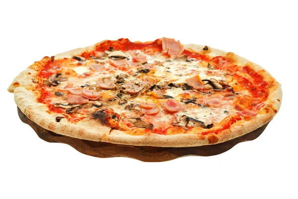 mantar ve ham ahşap tahta üzerinde İtalyan pizza