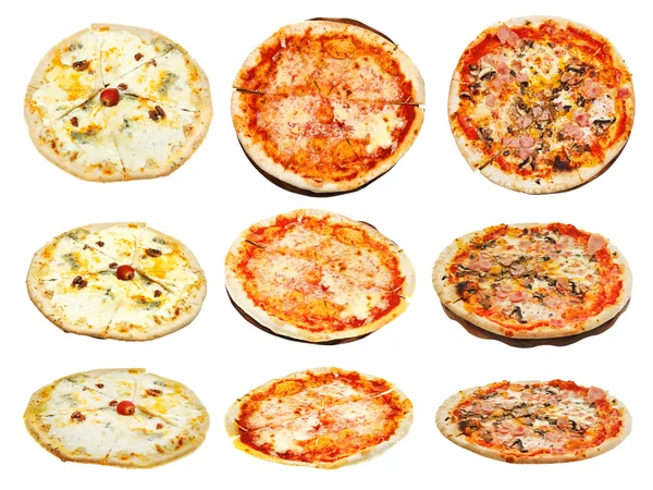 Conjunto de três tipos de pizza italiana — Fotografia de Stock