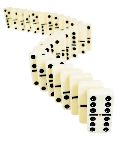 Serpentina de dominós isolados — Fotografia de Stock