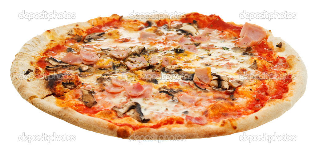 italian pizza with mushrooms and prosciutto