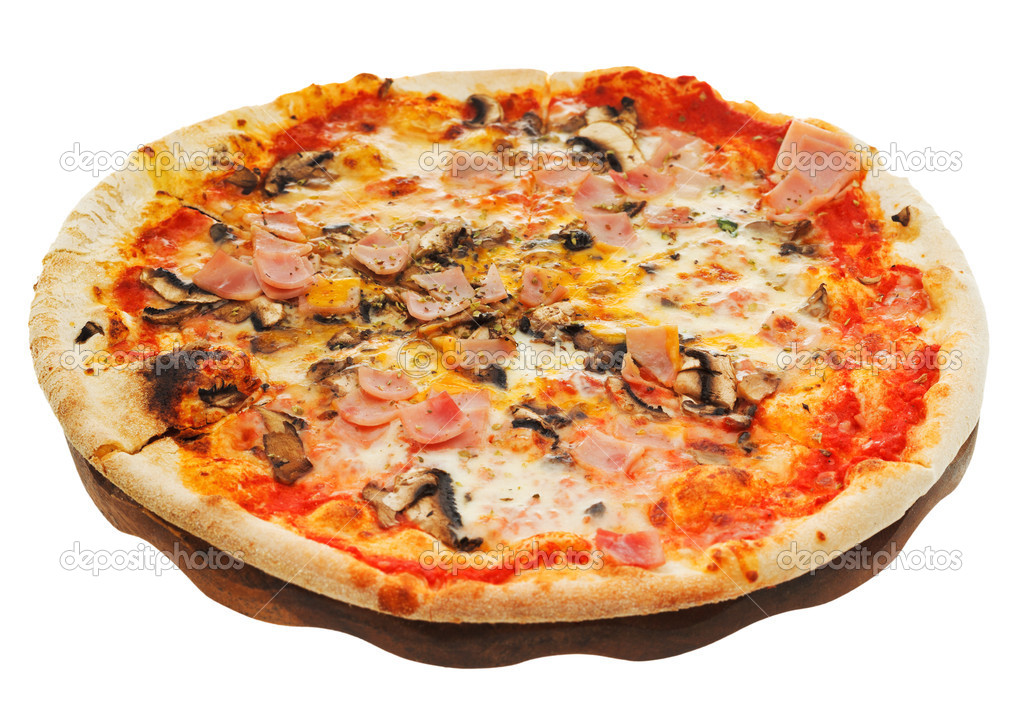 italian pizza with mushrooms and prosciutto