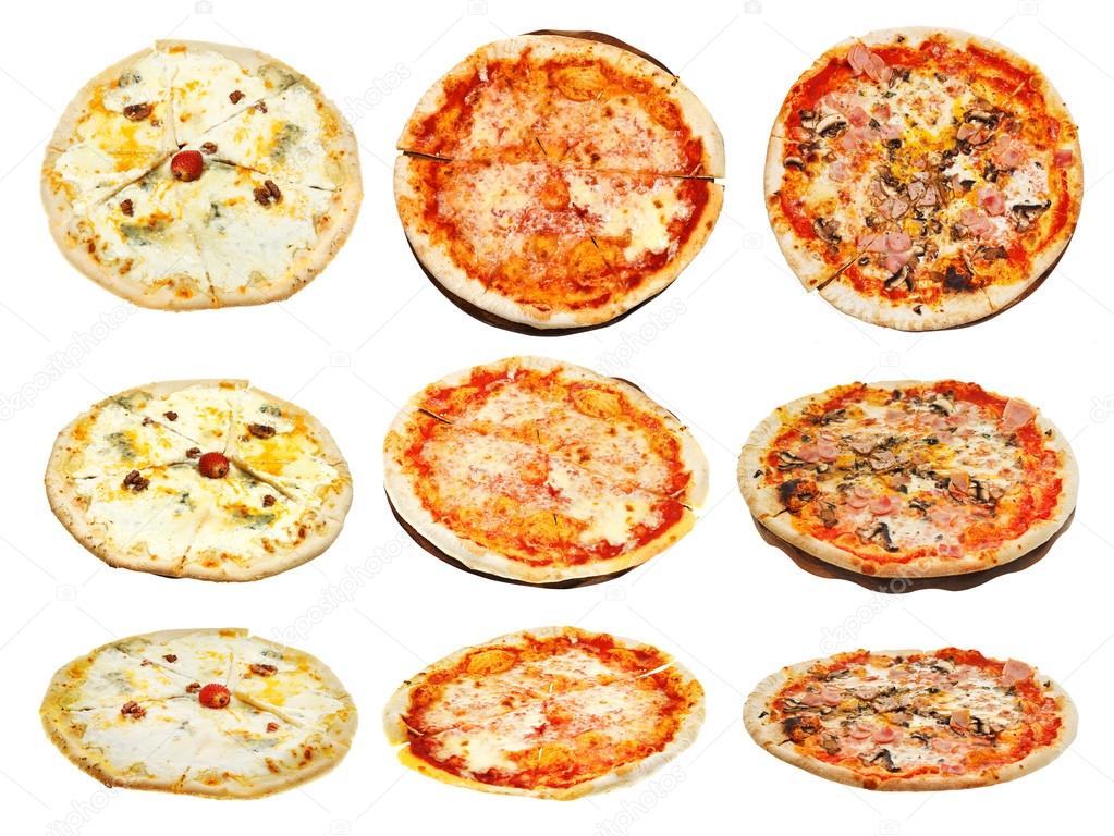 set of three kinds of italian pizza