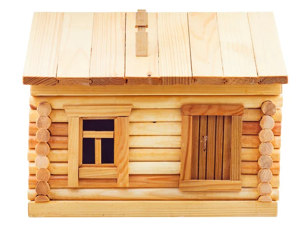 Вид спереди на деревенский деревянный бревенчатый дом — стоковое фото