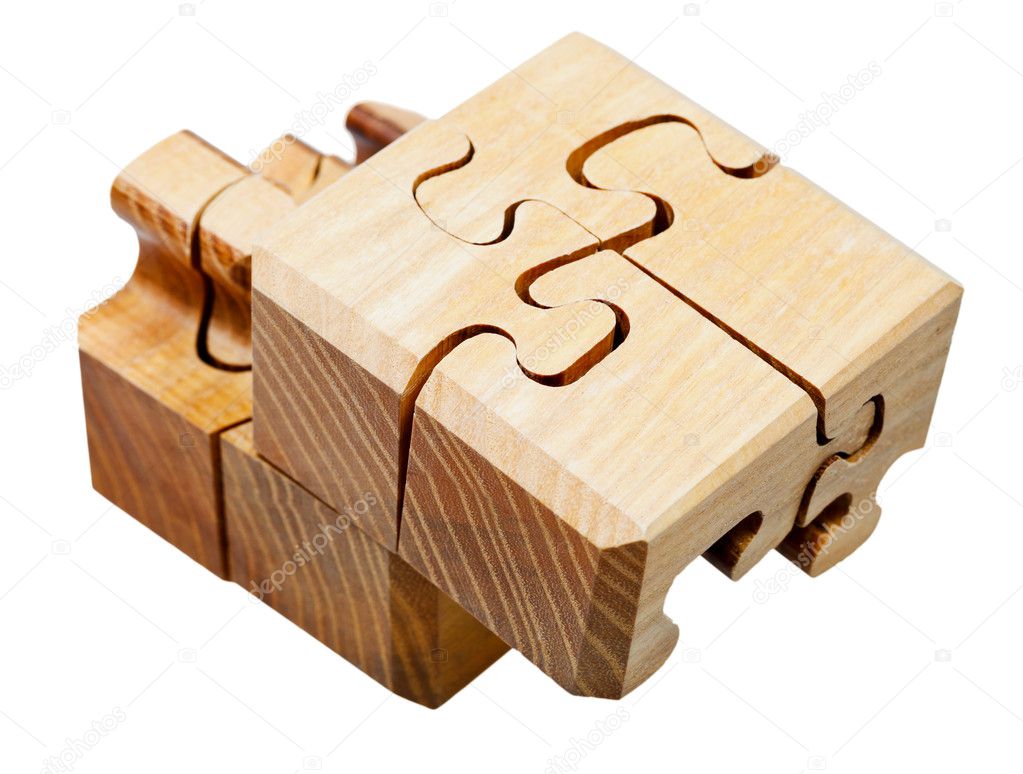 three dimensional wooden mechanical puzzle