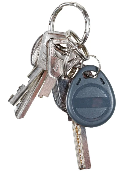 Bunch of keys on ring and magnetic key — Stock Photo, Image