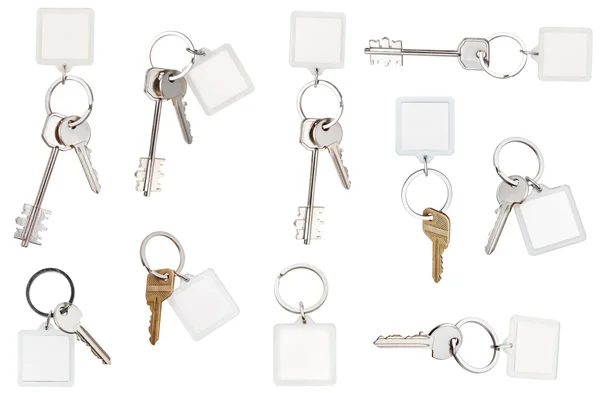 Set of keys on ring with blank keychain — Stock Photo, Image