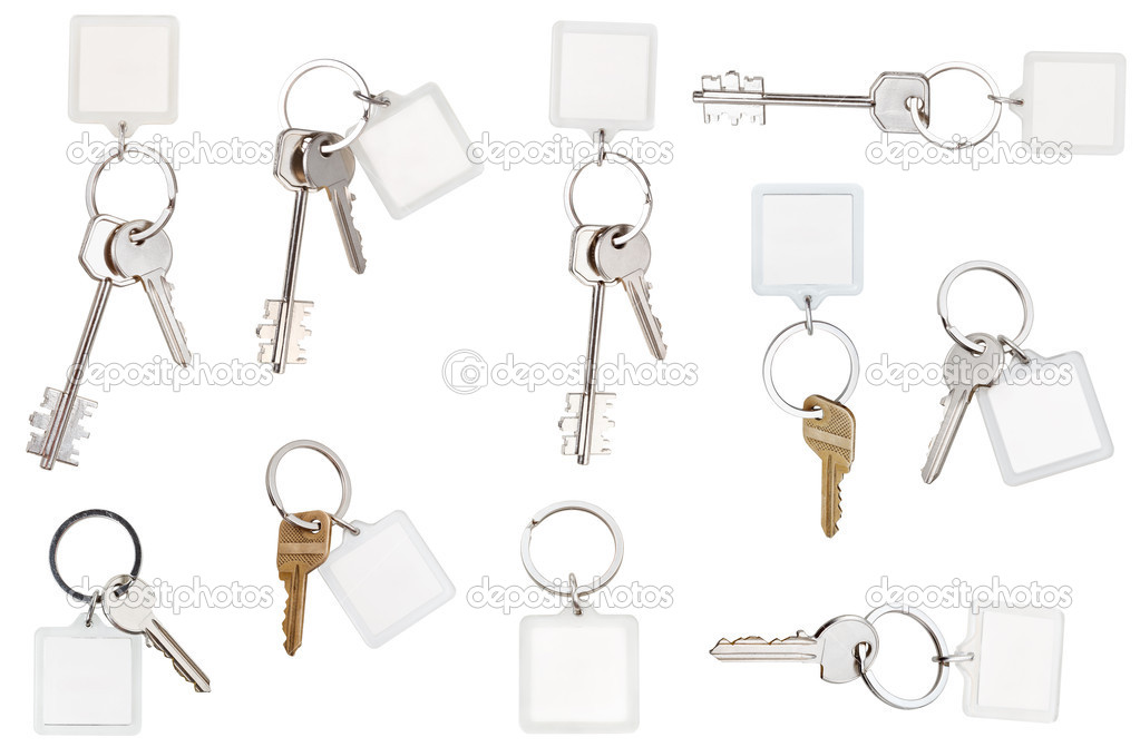 Set of keys on ring with blank keychain