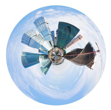 spherical panorama of Moscow city towers clipart