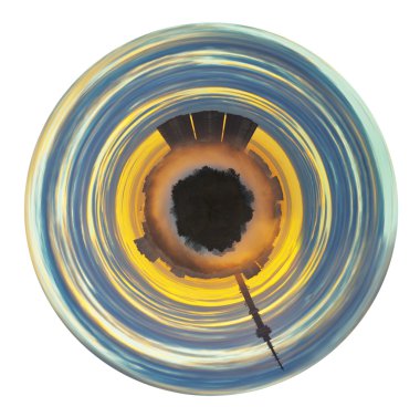 sis City üzerinden erken sarı mavi gündoğumu