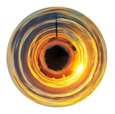 Sarı güneşin üzerine sis City ile Panorama