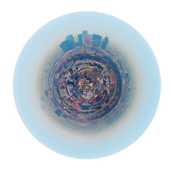 Urban spherical panorama of Moscow city in smog — Stock Photo, Image