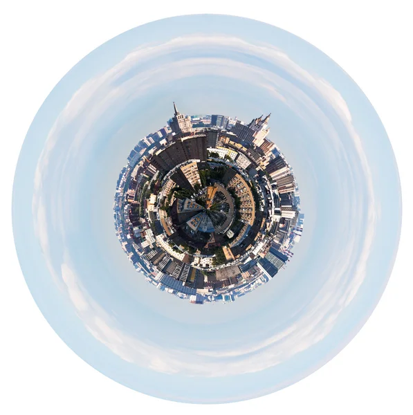 球形城市景观的城市星球 — 图库照片