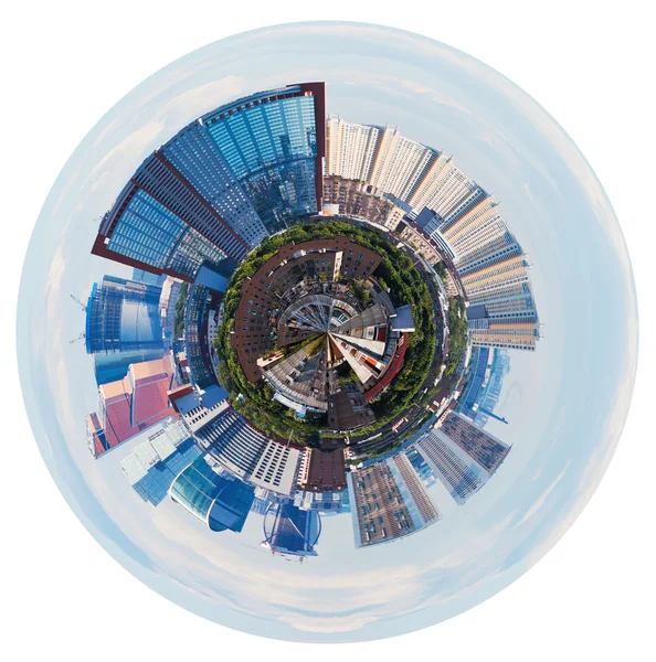 Spherical view of Moscow with tower buildings — Stock Photo, Image