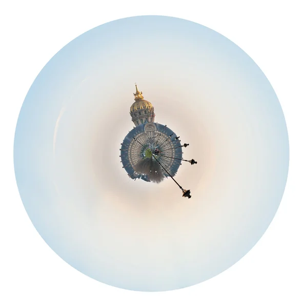 Bolvormig panorama van Parijs met hotel des invalides — Zdjęcie stockowe
