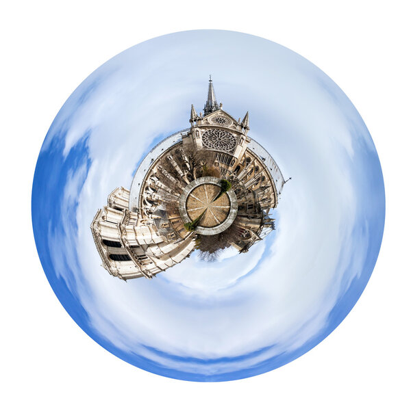 spherical view of cathedral Notre-Dame de Paris
