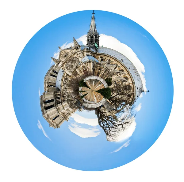 Spherical view of cathedral Notre Dame de Paris — Stock Photo, Image