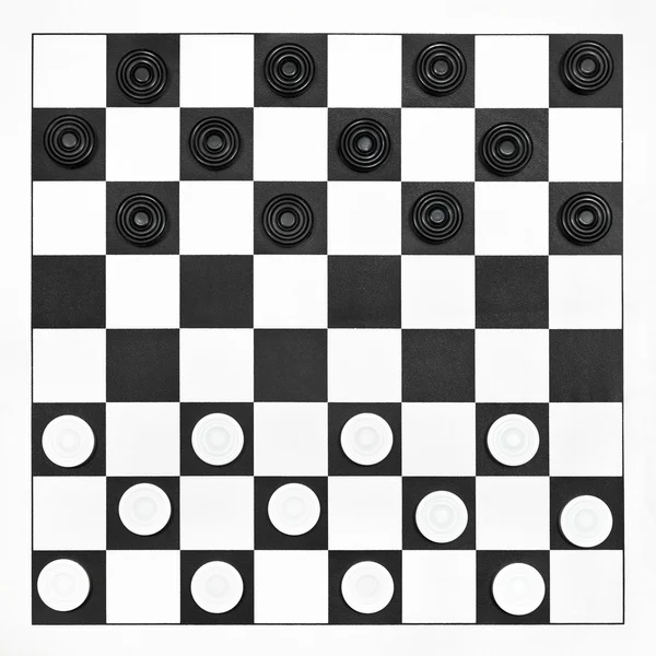 Starting position on draughts board — Stock Photo, Image