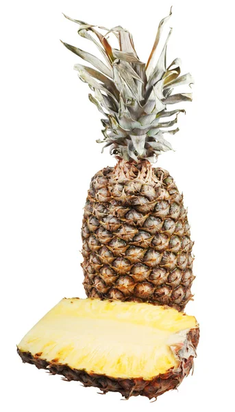 Two halfs of ripe pineapple isolated on white — Stock Photo, Image