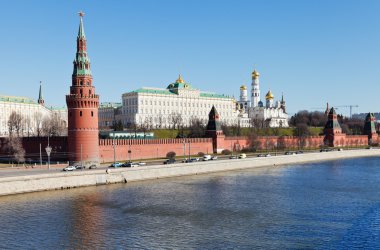 Kremlin, embankment, Moskva river in Moscow clipart