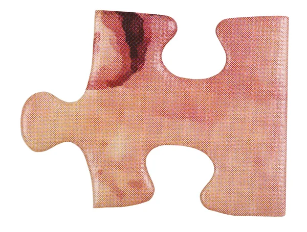 Cardboard pink piece of jigsaw puzzle close up — Stock Photo, Image