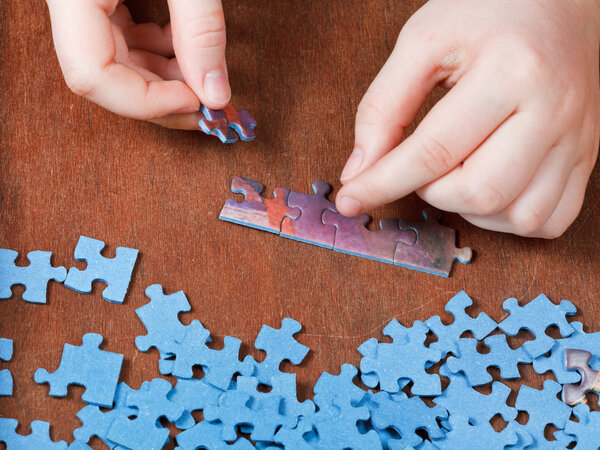 fitting of jigsaw puzzles