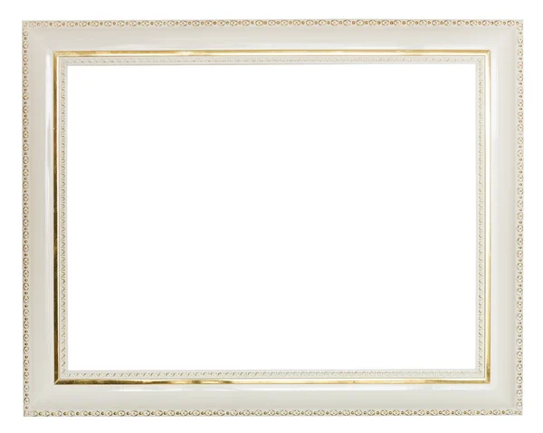 Goud versierd witte breed houten afbeeldingsframe — Stockfoto