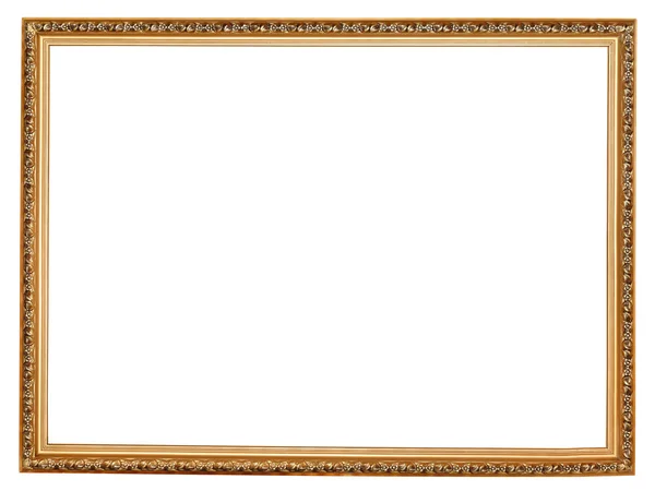 Narrow golden carved wooden picture frame — Stock Photo, Image