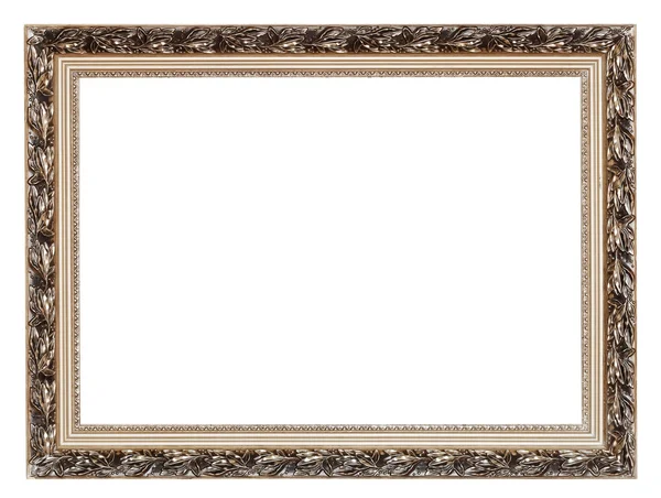 Vintage wide silver carved wooden picture frame — Stock Photo, Image