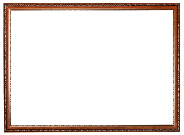 Narrow carved retro brown wooden picture frame — Stock Photo, Image