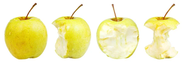 Bitten and whole golden delicious apple — Stock Photo, Image